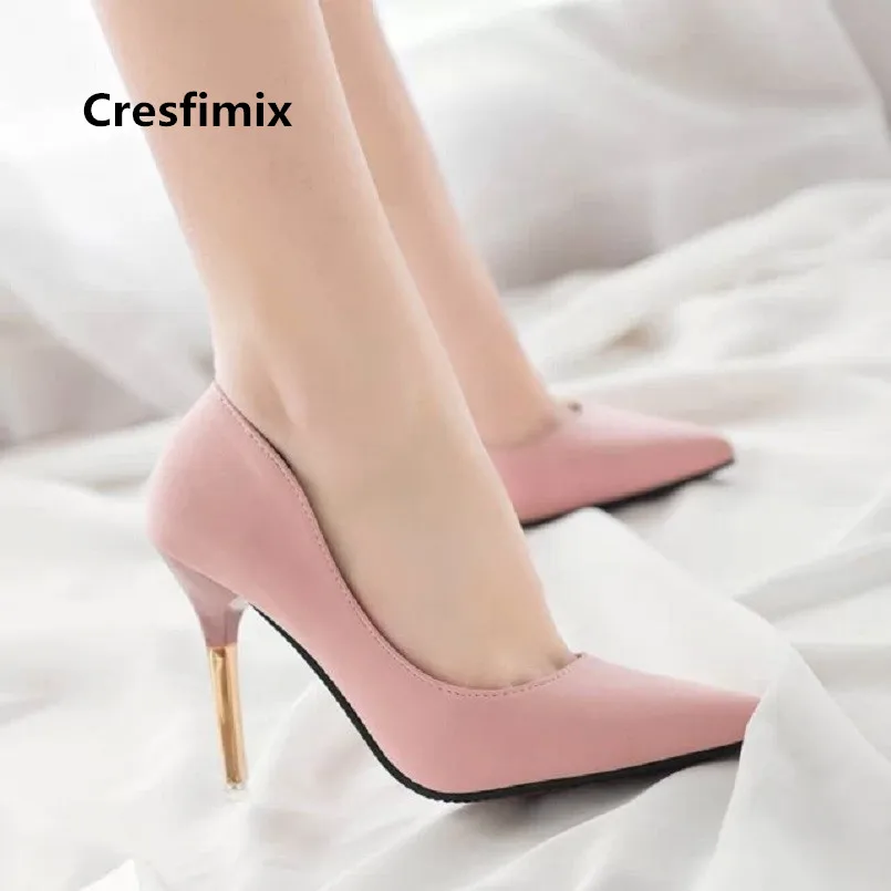 Женские удобные туфли на высоком каблуке Cresfimix tacones altos классические черные