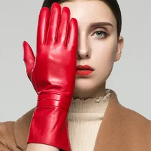 Бренд KLSS новые женские перчатки из натуральной кожи зимние Бархатные модные элегантные высококачественные длинные перчатки из козьей кожи 703