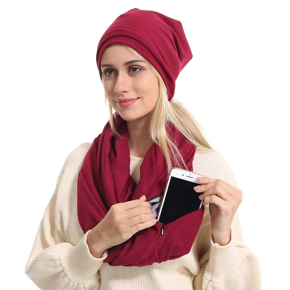 Шарф с карманом Кабриолет путешествие Для женщин Обёрточная бумага с тайным Скрытая карман на молнии infinity путешествия шарфы женщина