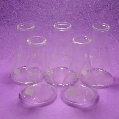 Glass Erlenmeyer Flask,250ML,Laboratory Borosilicate Glass 3.3 Flasks,5PCS/LOT