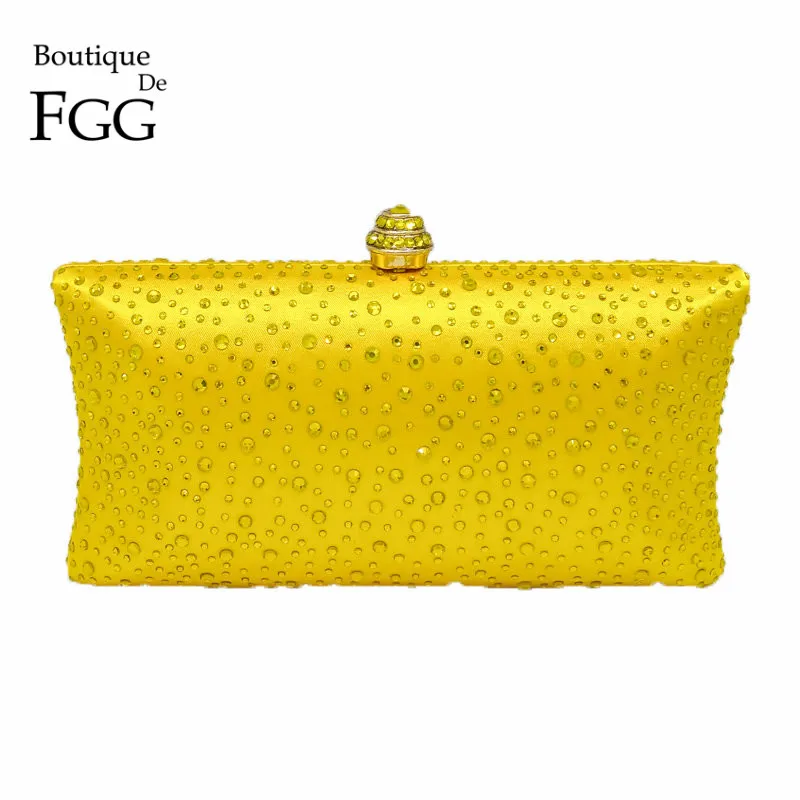 Sparkling Yellow Crystal Evening Clutches Women With Rhinestones Bridal