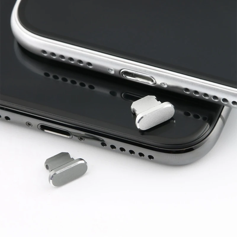 Металлическая Пылезащитная заглушка для зарядки iPhone 8, 7, 6, 6S Plus, мини Пылезащитная заглушка для iPhone 5, 5S, SE, аксессуары для телефонов