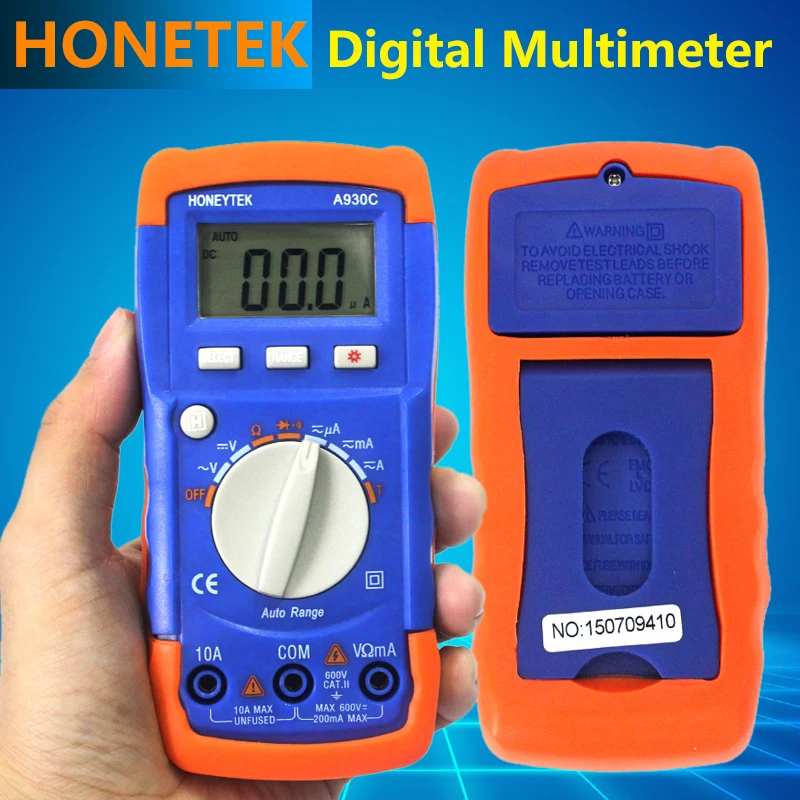 

Portable Automatic range Digital Multimeter LCD Backlight AC DC Voltage Resistance Measure Beep function transistor hFE test