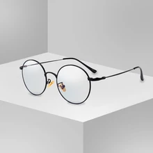 Ретро Круглые Голубые световые светофильтры винтажные анти-глазные металлические плоское зеркало в раме мужские анти-голубые лучевые компьютерные очки PL1107