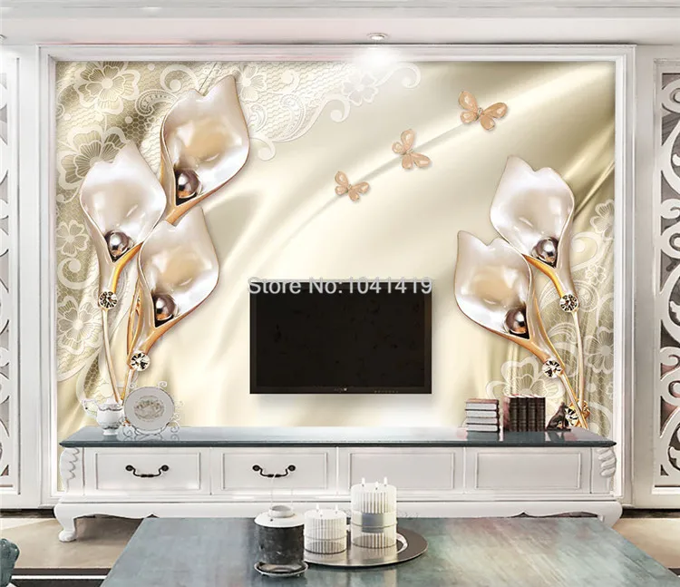 Пользовательские 3D обои Европейский Стиль рельеф шампанское Tulip украшения фото настенные фрески Гостиная тема Отель Роскошные 3D декор стен