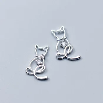 

DreamySky Pure 925 Sterling Silver Cat Zircon Earrings For Women Girls Christmas Gift Brincos Pendientes Drop Shipping