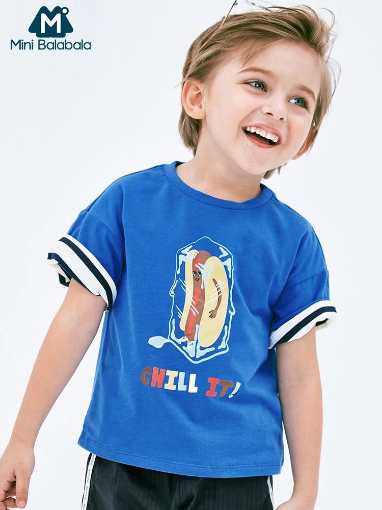 

Mini balabala Baby Boys short sleeve Tshirt children clothes 2019 summer new kids cotton breathable t shirt thin top tees