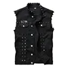 Idopy Fashion Mens Rivet Denim Vest Punk Party Studded Slim Fit Jean Jacket Male Sleeveless Waistcoat For Men Plus Size ► Photo 1/6