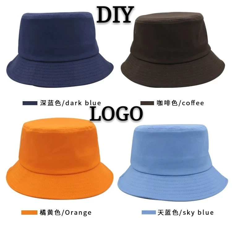 

DIY Bucket Custom Hat Logo Printing Embroidery Adult Children High-quality Leisure Travel Fishing Summer Spring Cotton Hat