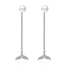 XIYANIKE-pendientes colgantes nuevos para mujer, de plata 925, con cola de sirena, aretes largos con borlas y perlas, joyería para fiesta de compromiso