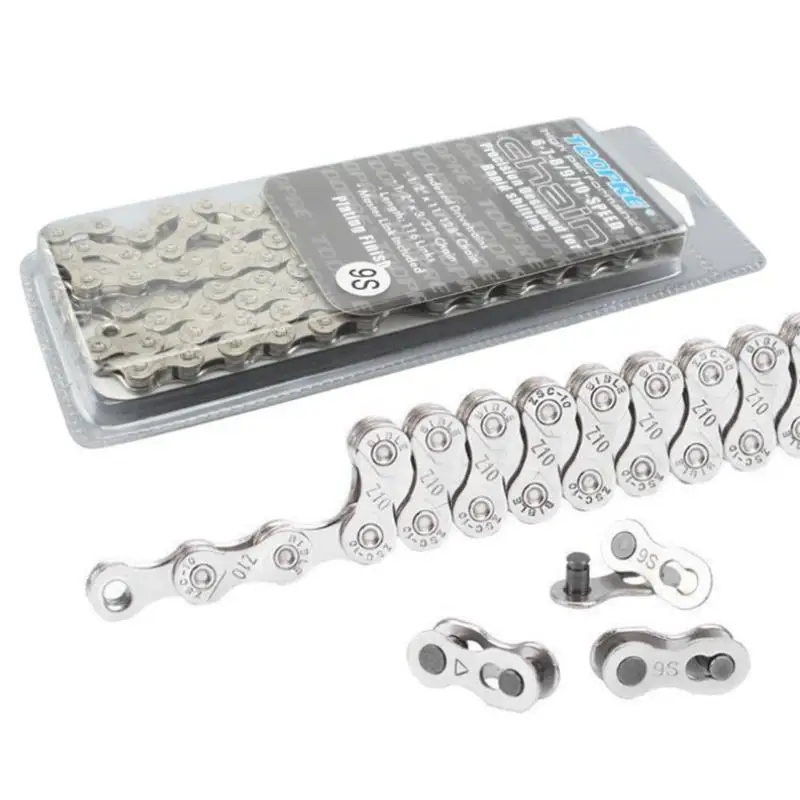 Cheap Anti-rust Silver Electroplated 116 Links 6-7-8/9/10 Speed Freewheel Shifting Chain MTB Mountain Road Bike Bicycle Parts 6
