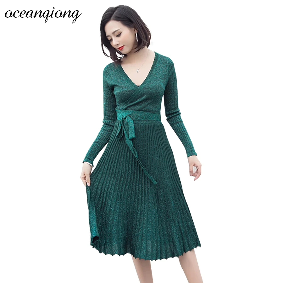 Knitted Dress Winter Women Long Sexy Midi Dress Vestdos Autumn Solid ...