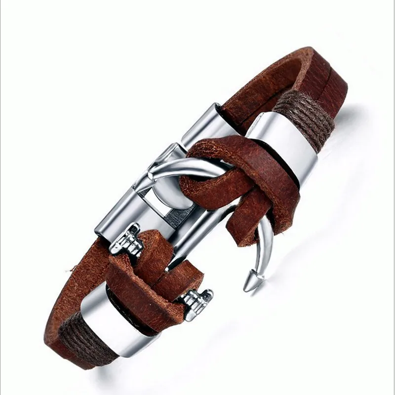 

Hot Sale 2018 New Fashion Anchor Bracelet Stingray Leather Bracelet for Men Women Friends Gift pulseira Jewelry wholesale price