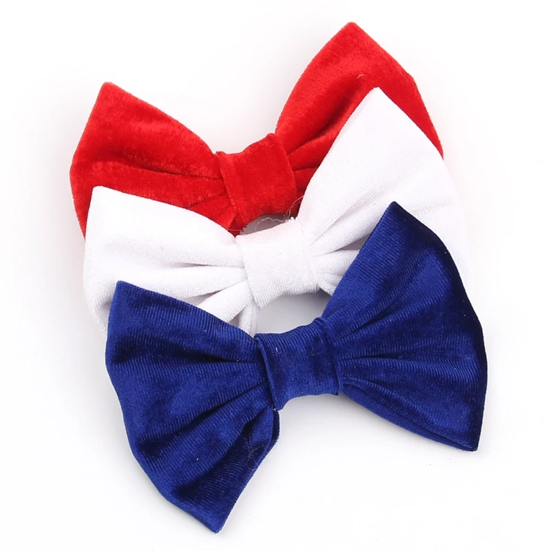 9pcs/lot New 4th of July 5&quot Big Soft Velvet Kids Hair Bows Barrette Clip for Party Headband Accessoires |