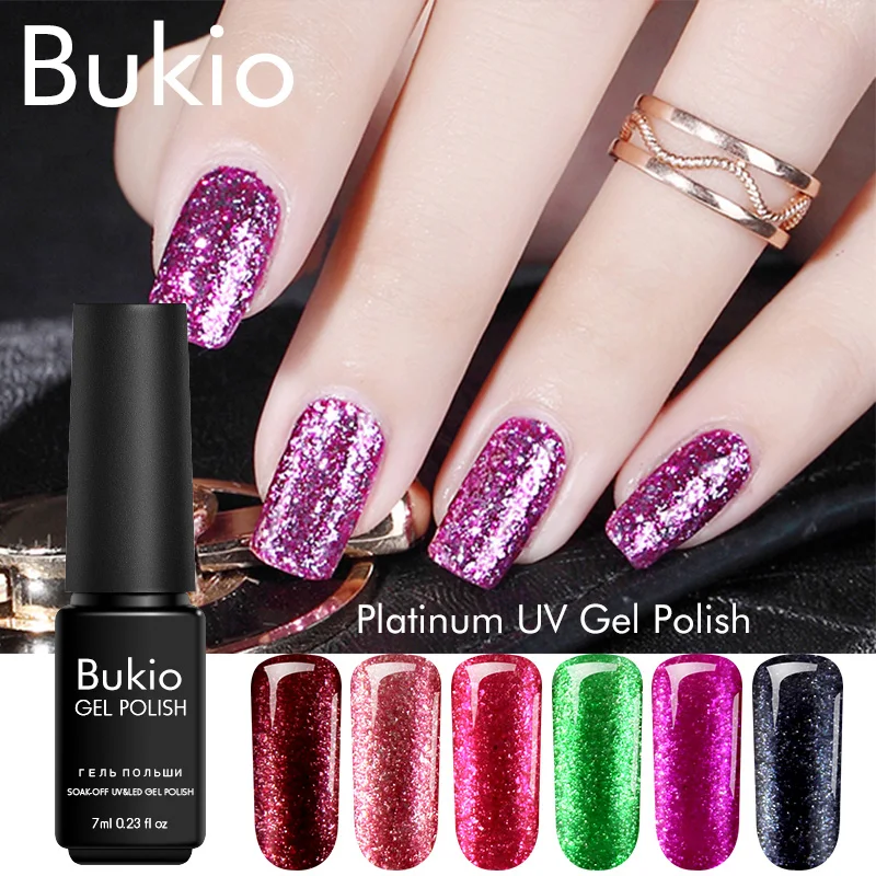 

Bukio manicure material Platinum Nail Polish gel varnish with sparkles semi permanent enamel primer for nails hybrid lacquer
