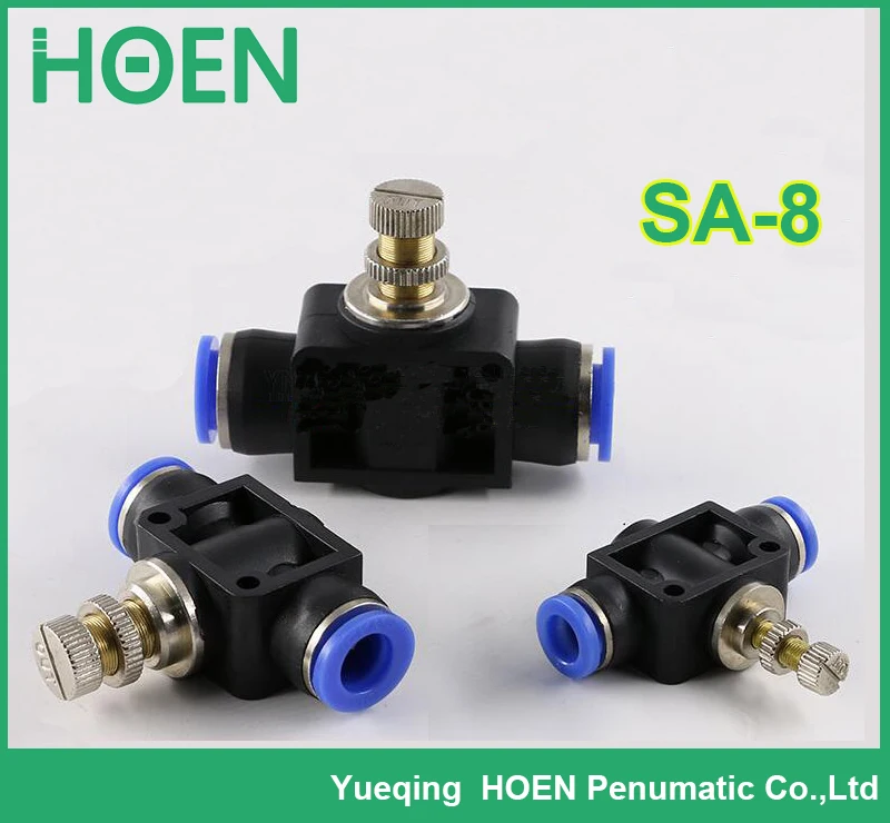100 pcs SA8 Air Flow Speed Control Valve SA-8 8mm to Tube Fitting One touch push In pneumatic fitting | Обустройство дома