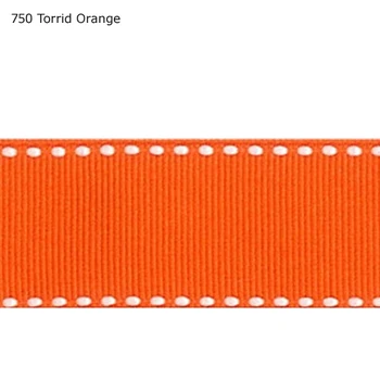 

7/8" inch 22mm White stitched Torrid Orange grosgrain ribbon
