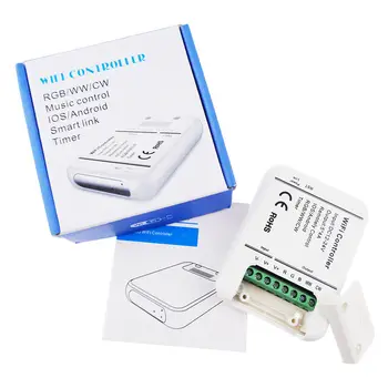 

DC12-24V 4A*5CH RGB/WW/CW LED WIFI Controller IOS Android Smart Link Timer Music