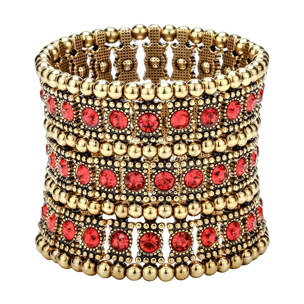 Yacq многослойный эластичный браслет-манжет для женщин Кристалл Свадебные вечерние ювелирные изделия подарок B11 Серебро Золото Черный Прямая поставка - Окраска металла: red