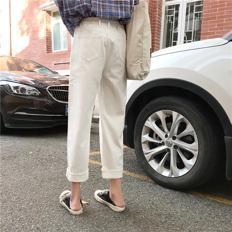 2019 для женщин джинсы для восстановление древних способов высоких талии свободные прямые карманы студенток осень девять очков ковбой