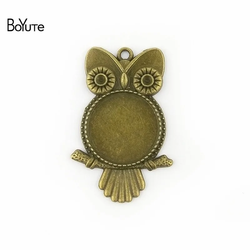 BoYuTe (10 PiecesLot) 20MM 25MM Cabochon Base Antique Bronze Silver Plated Zinc Alloy Diy Owl Pendant Blank Jewelry Accessories (4)