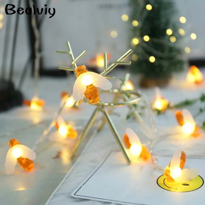 

Battery Operated 10 /20leds Bee Shaped led Light String Christmas Holiday Garden Decorative Fairy Night Lights Wedding Party DIY