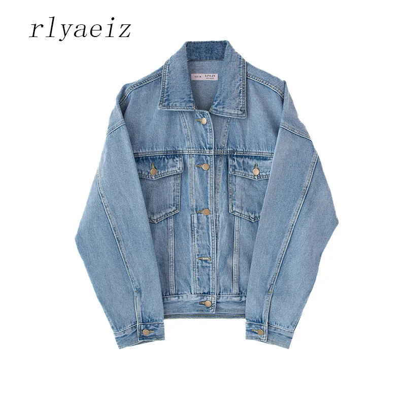 

Rlyaeiz Streetwear Denim Jackets Women 2018 Spring Autumn Boyfriend Style Washed Vintage Jeans Jacket With Pockets Jeans Coats