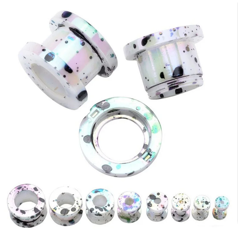 Acrylic Dot Screw Back Flesh Tunnel Ear Plug Expander Stretcher (1 Pair, 2-12mm)