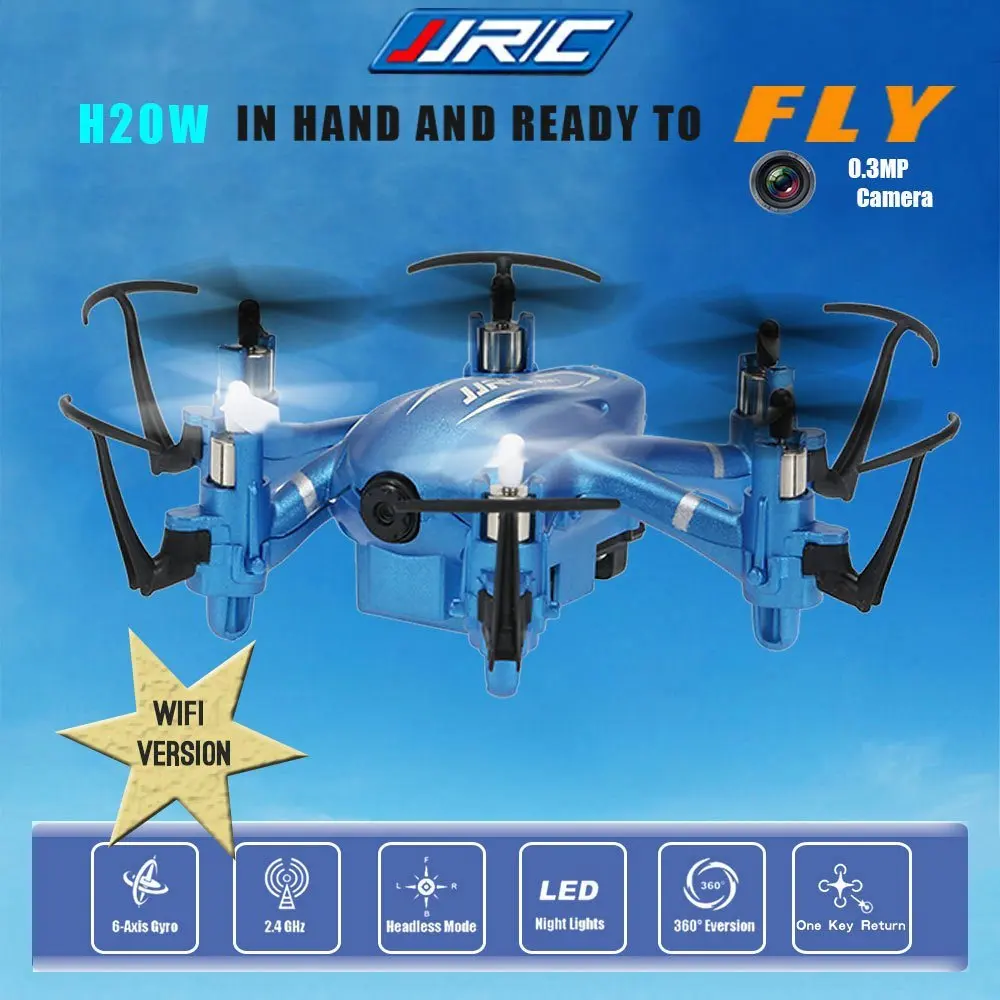 Buy Cheap JJRC H20W Wifi FPV Drone with 0.3MP Camera, Headless Mode One Key Return High Low Speed 2.4G 4CH 6 Axis Gyro RC Quadcopter