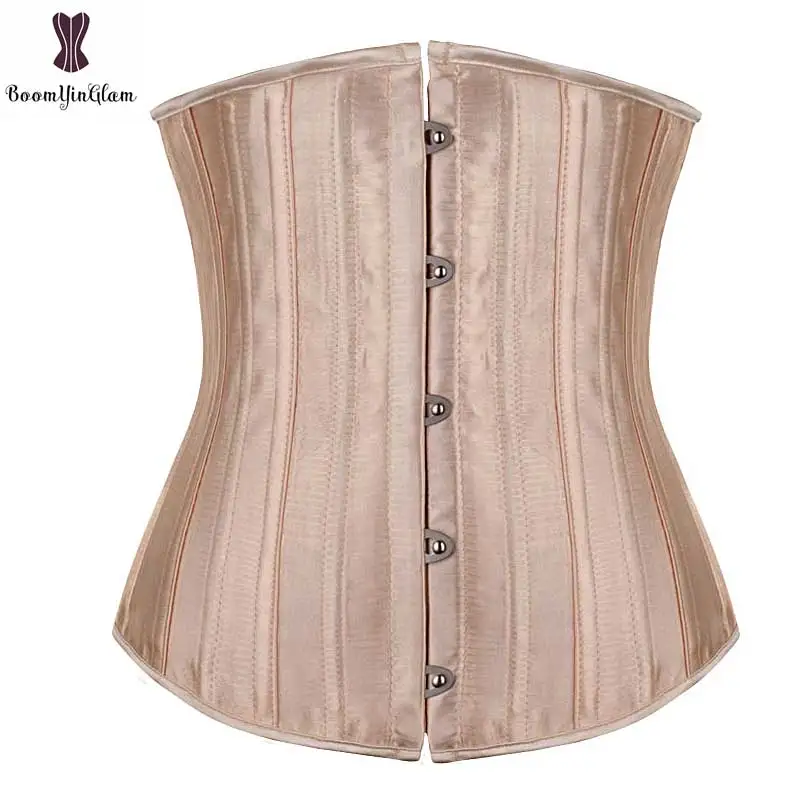 Top Corset 26 Steel Bone Black Corset Top Gothic Women Waist Girdle Satin Corset Underbust Sexy Bustier Apricot Waist Korsett