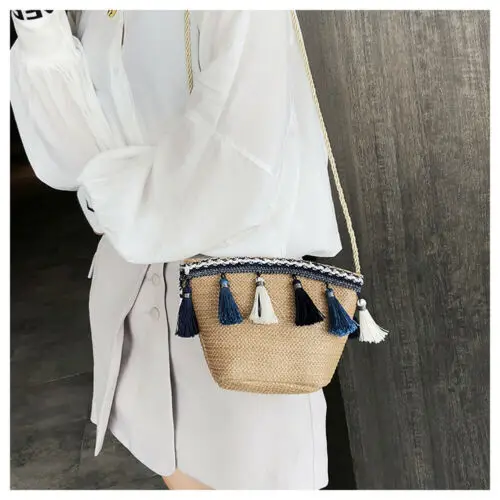 Bohemia Vacation Handbags Summer Grass Weave Tote Hot Lady Straw Beach Shoulder Bags Shopping Bag Lady Crossbody Mini Bag