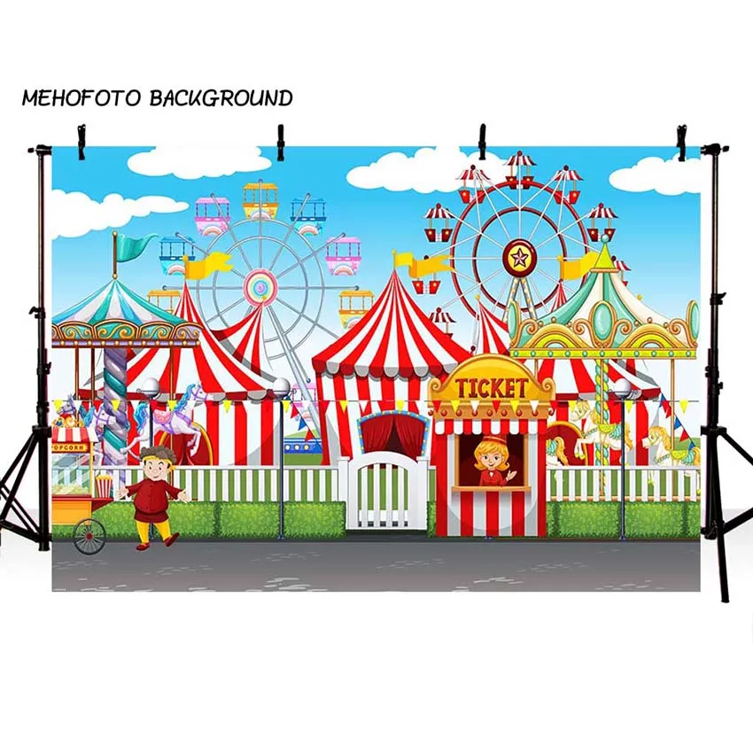 Circus Tent Backdrops Carnival Birthday Party Banner Photography for Photo Booth Baby Shower Background for Pictures