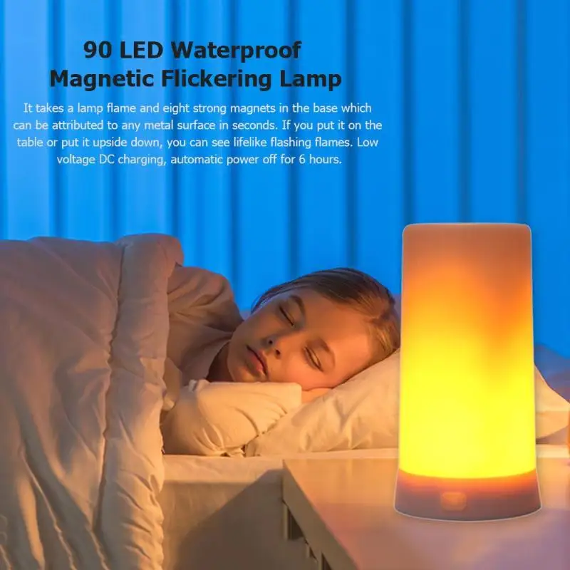 90 светодиодный USB Перезаряжаемый пламенный светильник водонепроницаемый магнитный мерцающий свет сад, двор, балкон пейзаж мерцающий свет