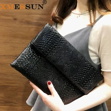 XMESSUN Змеиный клатч для леди, Женская сумочка, модная сумка-конверт, вечерние клатчи, черный кошелек, дневной клатч F47