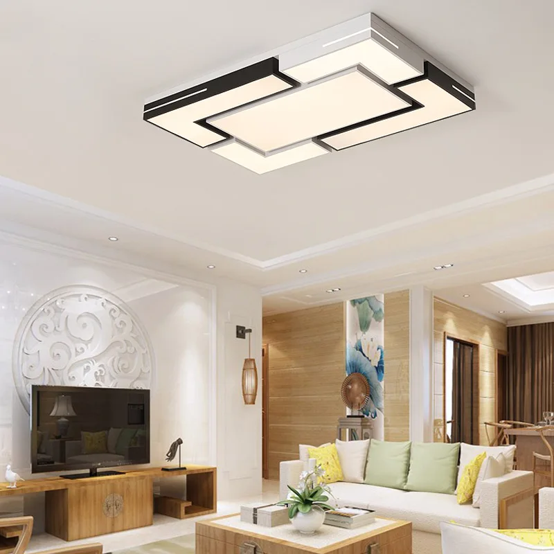 

TUDA LED Ceiling Lamp Square Wrought Iron Ceiling Lamp Living Room Bedroom Study Acrylic Ceiling Lamp 220V
