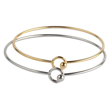 ZMZY Cuff Bangles Stainless Steel Charm Bracelets for Women Silver/Gold Color Circle Open Pulsera Jewelry Pulseiras Femininas
