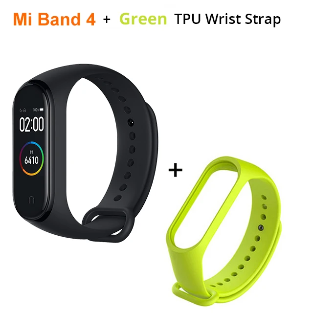 Xiaomi Mi Band 4, умный браслет, miband 4, браслет, пульсометр, фитнес, 135 мА/ч, цветной экран, Bluetooth 5,0, xiaomi mi band - Цвет: With green