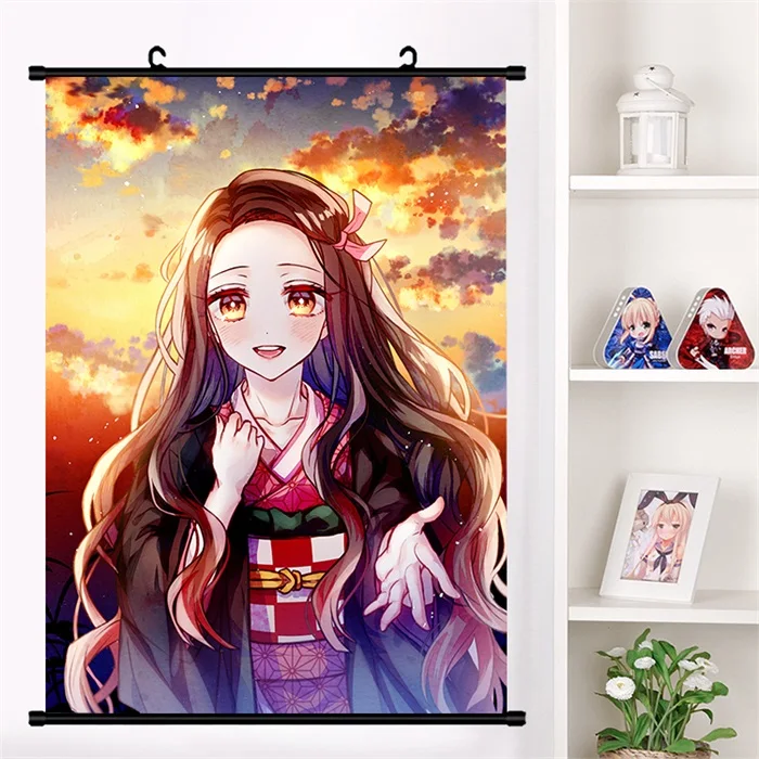 Японское аниме Demon Slayer: Kimetsu no Yaiba Kamado Tanjirou Kamado Nezuko настенный свиток плакат Настенные подвесные плакаты домашний декор - Цвет: D