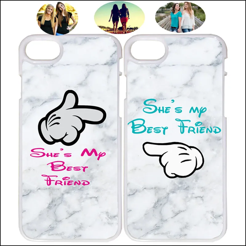 She's My Best Friend BFF Marble Pattern Hard Phone Case Cover For iPhone Xs Max 7 8 Plus 6 6s 5s Samsung Huawei + Tempered Glass |