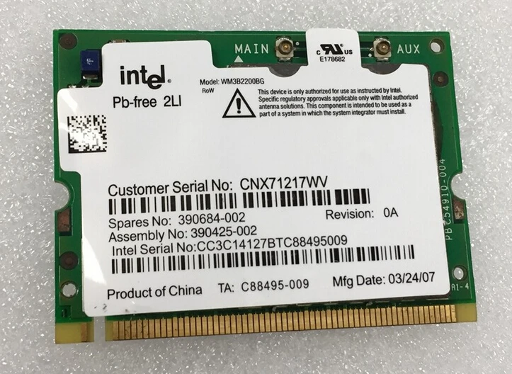 

For Pro 2200 BG Mini PCI wireless wifi Card 54Mbps Dual Mode 802.11b/g 39T0077 for IBM Thinkpad Lenovo