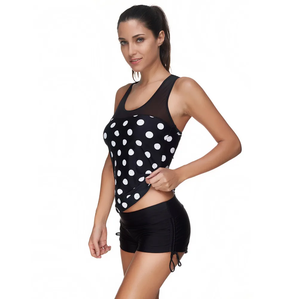 Women Tankini Sets With Boy Shorts swimwear women plus size Swimsuits Ladies Net yarn splicing