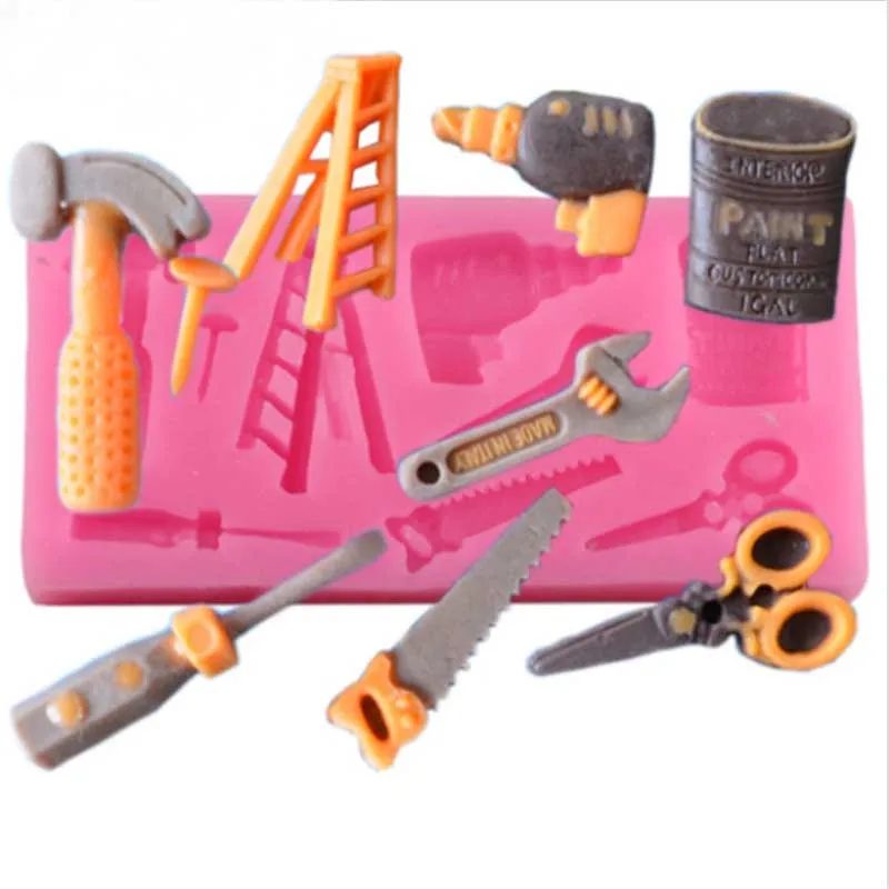 Hardware Tools Saw Hammer Electric Drill Fondant Molds Cake Decorating