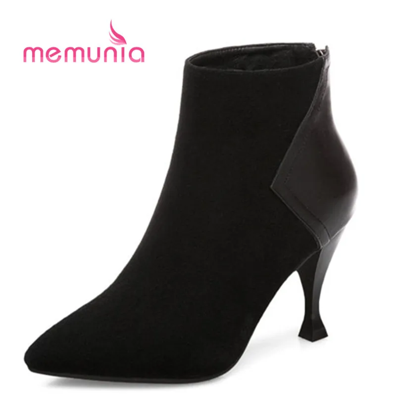 

MEMUNIA new arrive ankle boots 2020 for women sexy high heels winter boots female stiletto heels fashion genuine leather boots