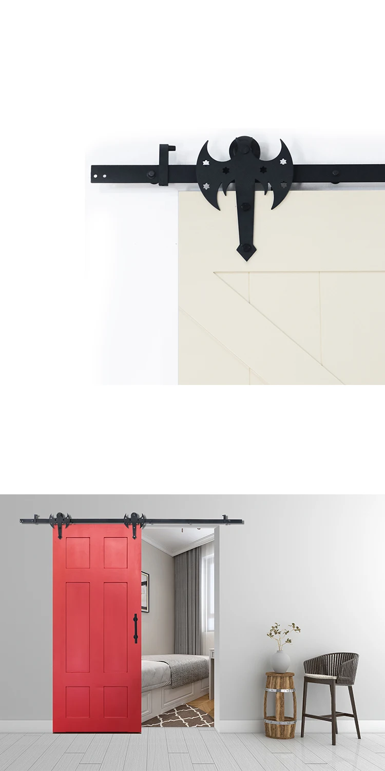 para puerta doble 167CM//5.5FT Puerta de granero corredera estilo r/ústico puerta de granero corredera de madera para armario puerta granero herraje colgadocon gu/ía rodamientos deslizantes