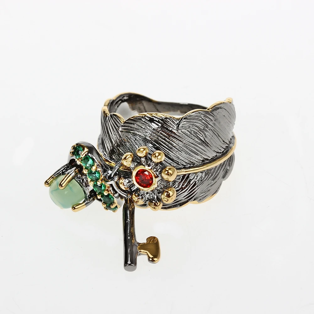 WA11671 key charms women wedding rings black gold blue opal (3)