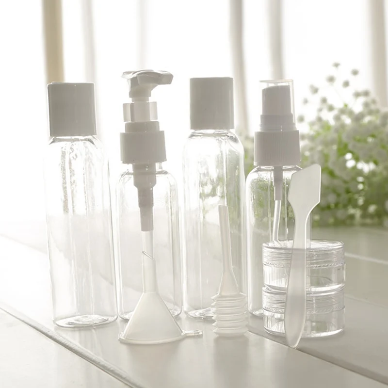 

6pcs/Set Travel Blue Clear Makeup Cosmetic Face Cream Pot Bottles Plastic Transparent Empty Eyeshadow Make Up Container Bottle