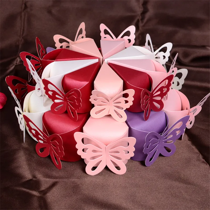50pcs Butterfly Style Favor Gift Candy Cake Boxes For Wedding Party
