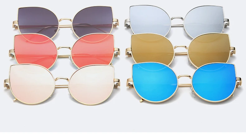 Luxury Cat Eye Sunglasses Women PATEN 2017 New Stylish Sunglass Beach Fashion Metal Mirror Glasses Female for Night Club UV400 3236  (2)