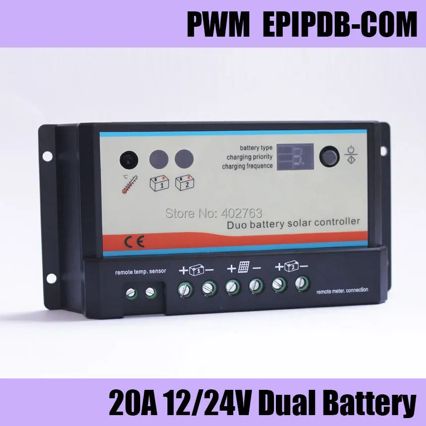 

EPIPDB-COM 20A solar charge controller for dual battery system, solar motor home, RVS, buses, boats, yacht