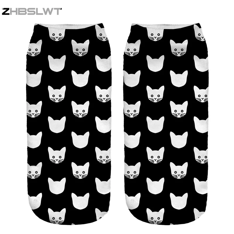 

ZHBSLWT New 3D Print Black Cat Women Socks Low Cut Ankle Comfortable Hosiery Medias Calcetines Calzini Chaussette -10